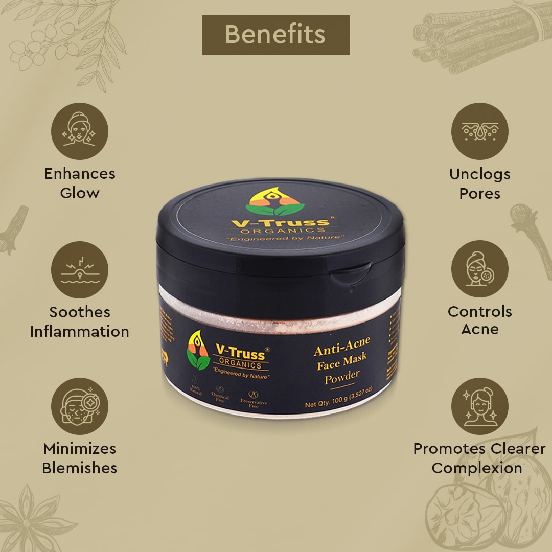 Face Mask Powder Cod V-Truss Certified Organic Anti- Acne Face Mask Powder