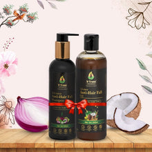 Load image into Gallery viewer, V-Truss Organics Advance Anti-Hair Fall Oil &amp; Shampoo COMBO for Hair fall Control, Paraben free
