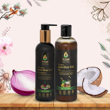 Load image into Gallery viewer, V-Truss Organics Advance Anti-Hair Fall Oil &amp; Shampoo COMBO for Hair fall Control, Paraben free
